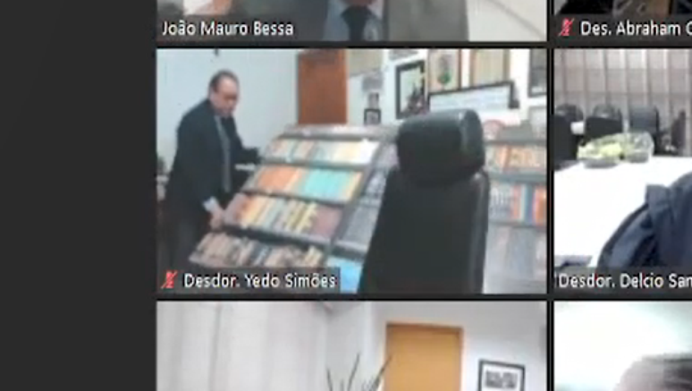 Desembargador derruba painel que simulava biblioteca durante videoconferência