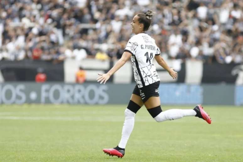 Gabi Portilho comemora o seu gol diante do rival, neste domingo (Foto: Rodrigo Gazzanel/Agência Corinthians)