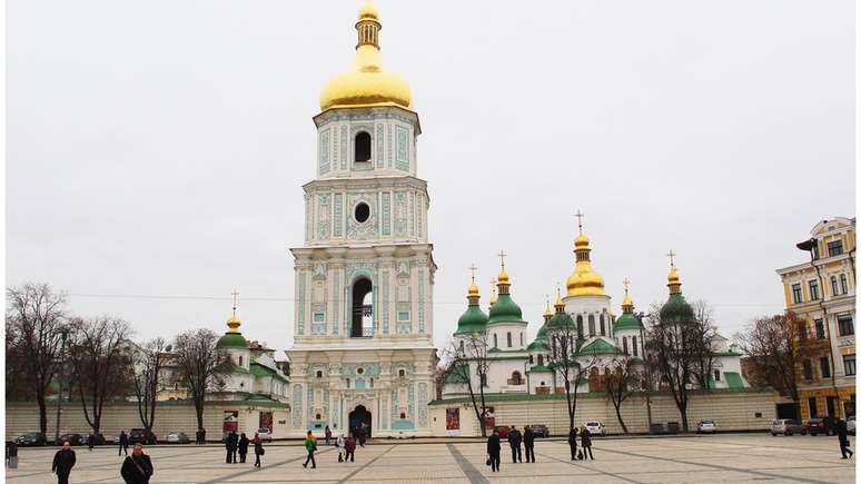 A catedral de Santa Sophia, em Kiev, &eacute; outro marco arquitet&ocirc;nico da cidade