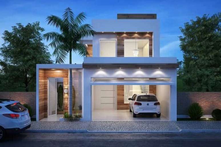 12- As casas com platibanda podem esconder o telhado de edificações grandes ou pequenas. Fonte: Aptos na Planta