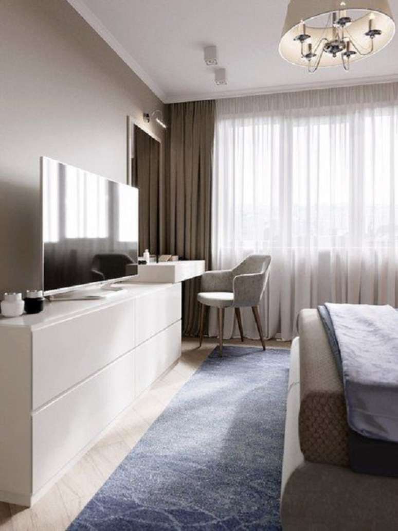 41. Rack minimalista para quarto branco no quarto de casal &ndash; Foto VK