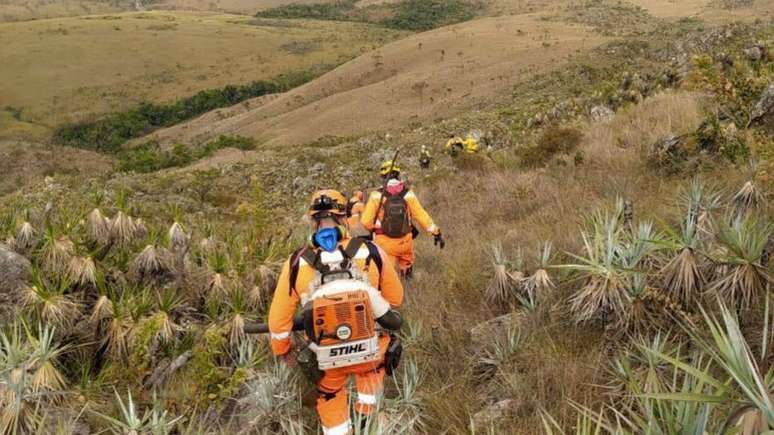 Corpo de Bombeiros combate incêndio no Parque Nacional da Serra da Canastra, em Minas Gerais, em 2020. Governo federal quer conceder área à iniciativa privada