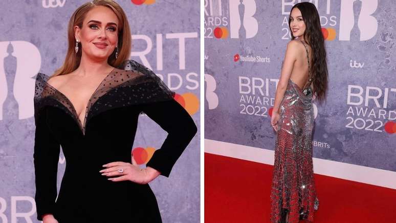 As cantoras Adele e Olivia Rodrigo, premiadas no evento, chamaram a atenção pelos looks escolhidos para o red carpet