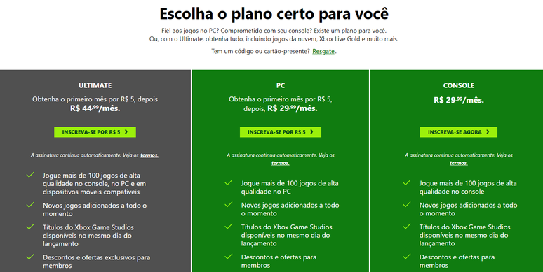 Se resgatar uma chave de Game Pass para PC através do Microsoft