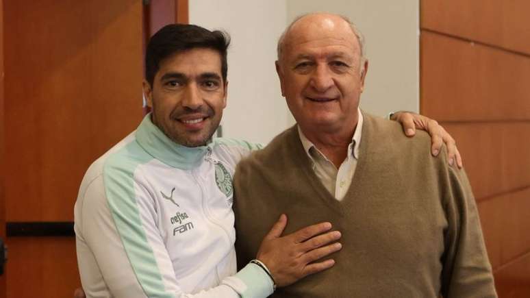 Abel Ferreira e Felipão se encontraram na sede do Palmeiras (Foto: César Greco)