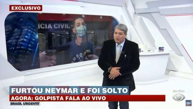 Datena enquadrou golpista que furtou mais de R$ 200 mil de Neymar (Foto: Reprodução/Band)