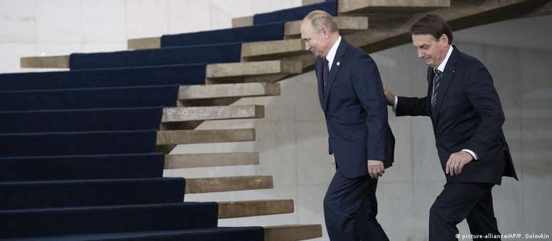 Putin e Bolsonaro em encontro em Brasília, em 2019