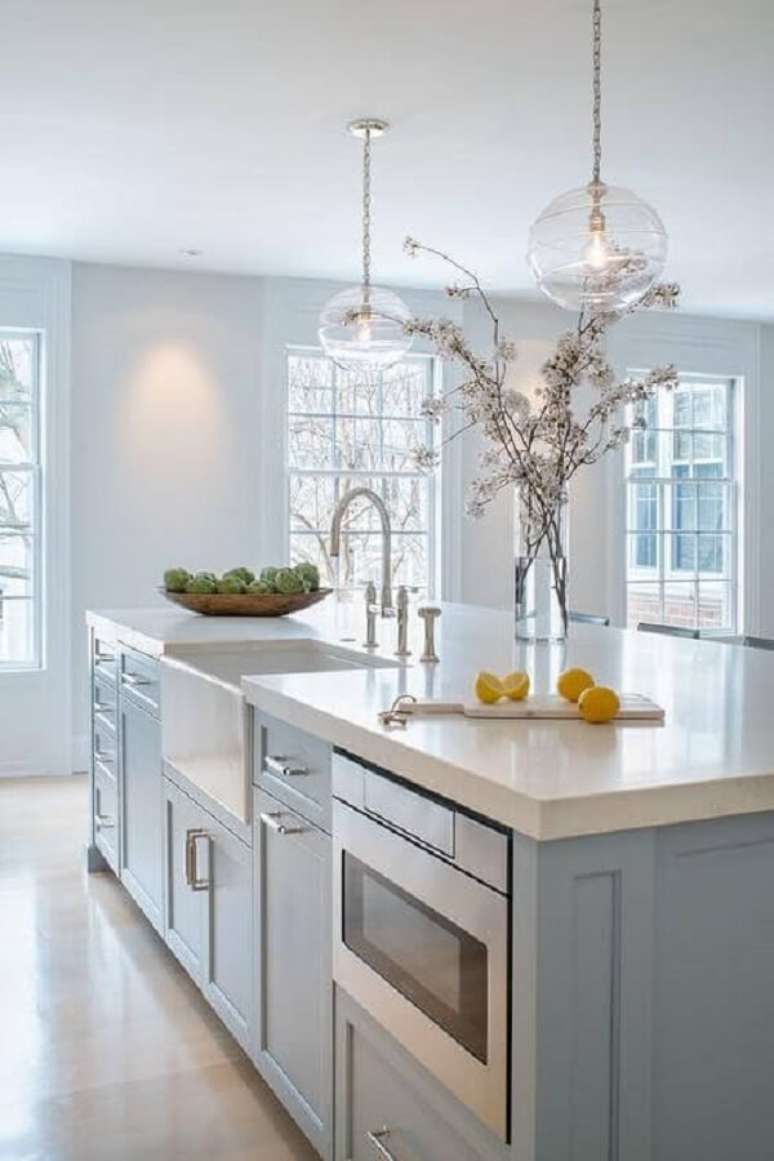 65. Arm&aacute;rio de cozinha com pia e cuba quadrada de encaixe &ndash; Foto DecorPad