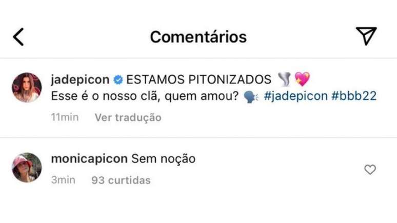 M&atilde;e de Jade Picon critica administradores das redes sociais da filha.