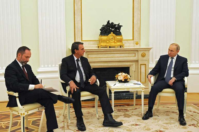 Bolsonaro e Putin durante reunião