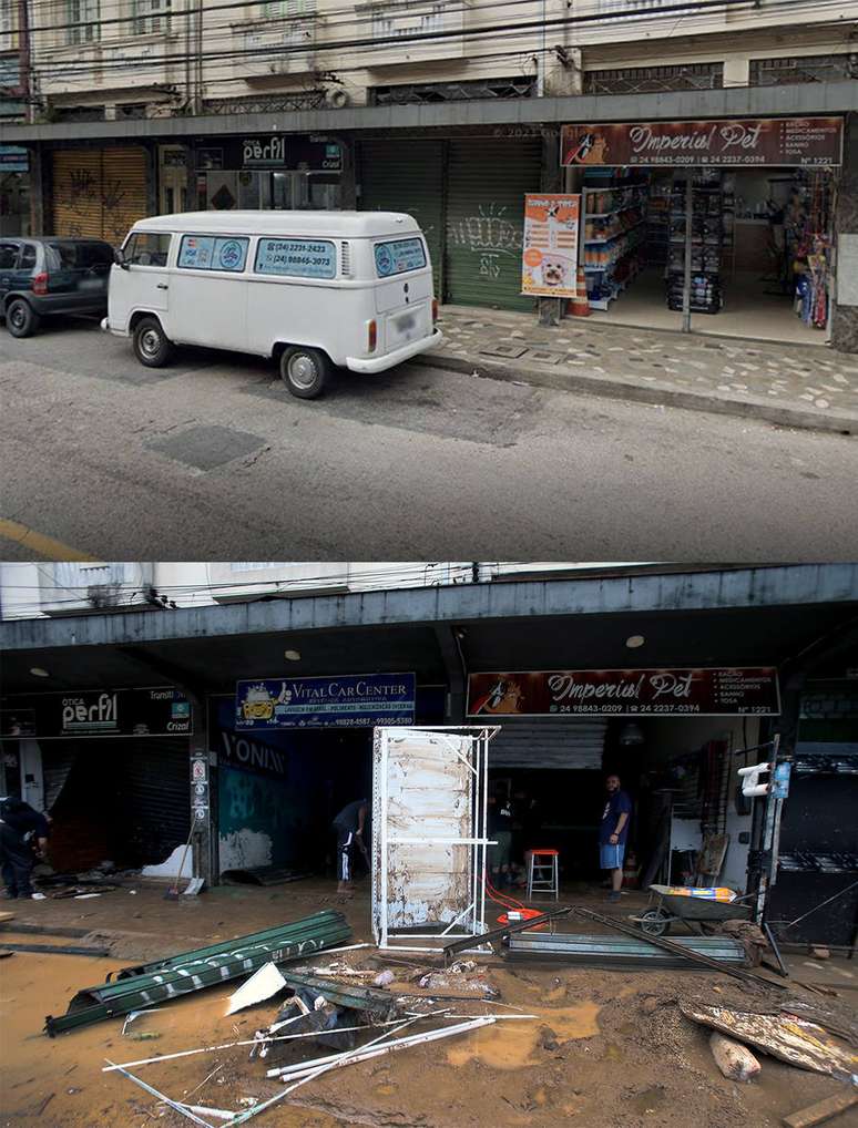 Comércios da Rua Washington Luiz foram inundados pela enxurrada