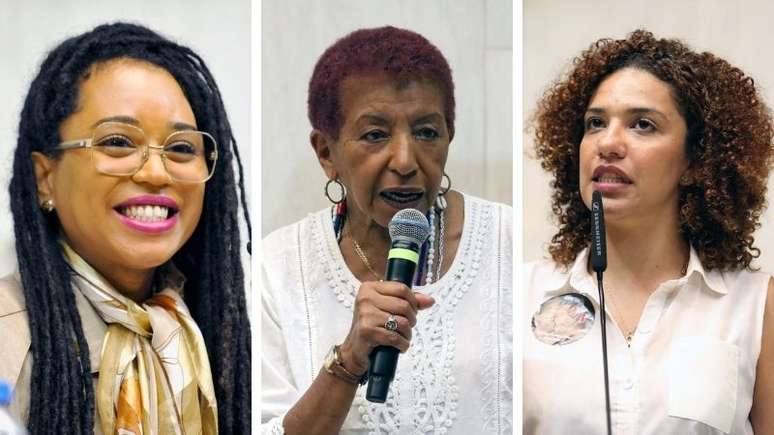 Fotos das deputadas estaduais Erica Malunguinho, Leci Brandão e Monica da Mandata Ativista. Imagem ilustra texto sobre emendas parlamentares das deputadas.
