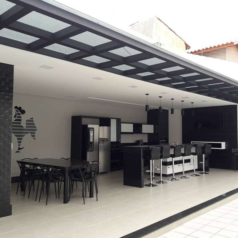 52. Cobertura para pergolado de ferro para &aacute;rea gourmet &ndash; Foto Recanto das Artes