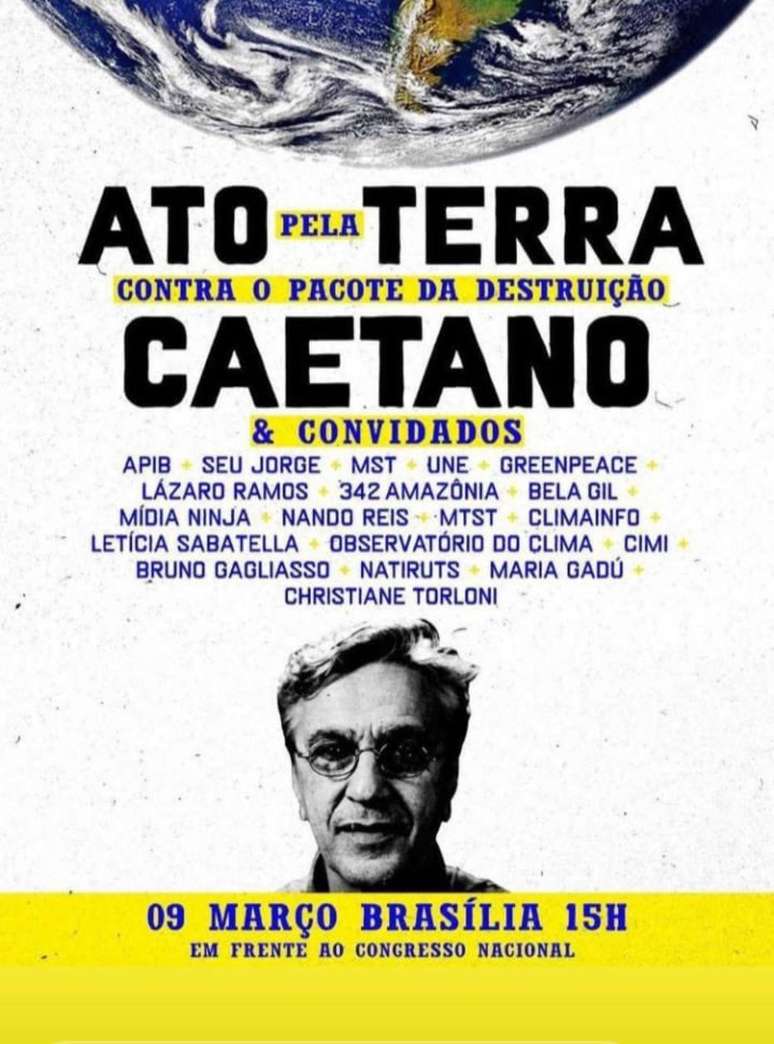 Ato contará também com a participação de nomes como Nando Reis, Seu Jorge, Bela Gil e Maria Gadú