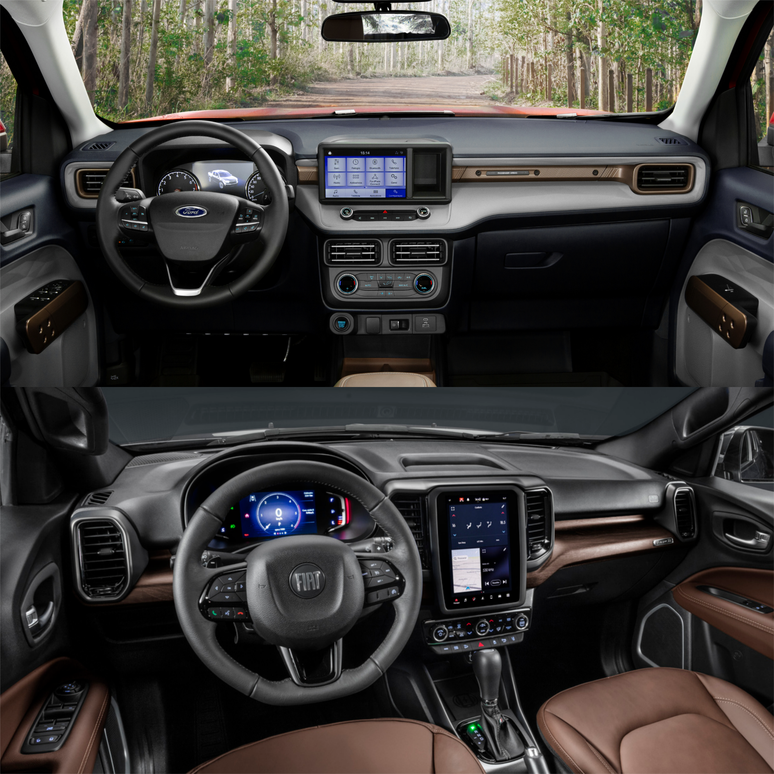 Fiat Toro e Ford Maverick: picape italiana vence na multimídia.
