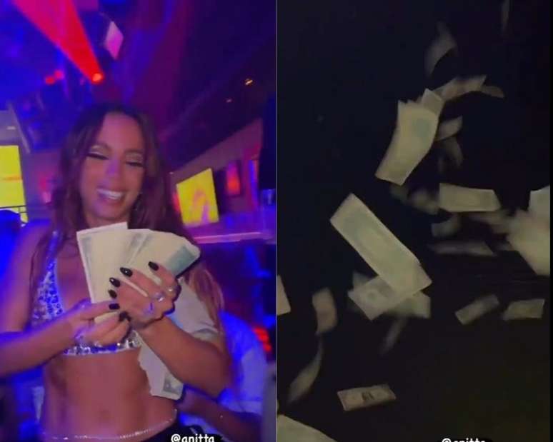Anitta joga dinheiro ao público