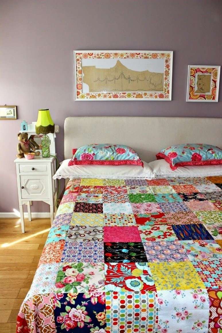 5. Uma colcha de retalhos patchwork pode ser produzida em diferentes tamanhos &ndash; Foto: Via Pinterest