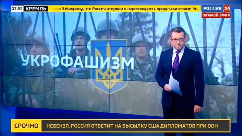 Na TV Rossiya 24, a legenda da reportagem fala sobre 'fascismo ucraniano'