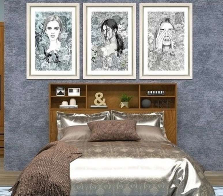 Nichos na cabeceira podem ser usados para guardar coisas ou colocar objetos de decoração -
