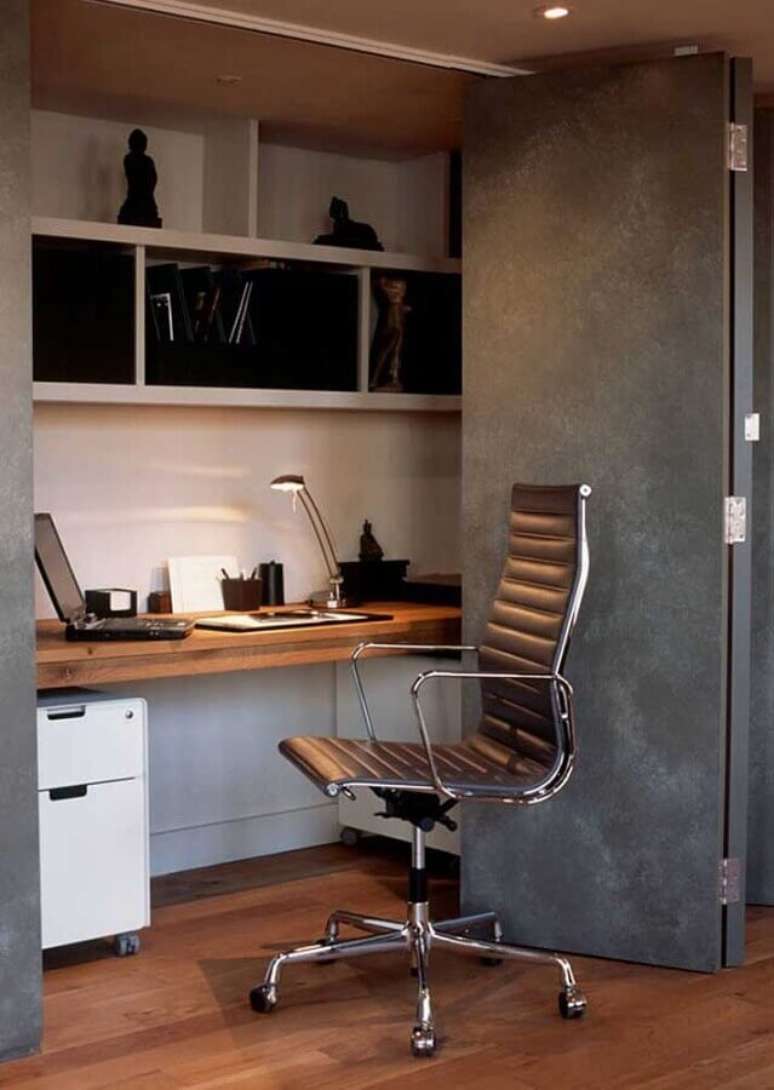 41. M&oacute;veis para home office decorado com estilo industrial &ndash; Foto: Home Fashion Trend