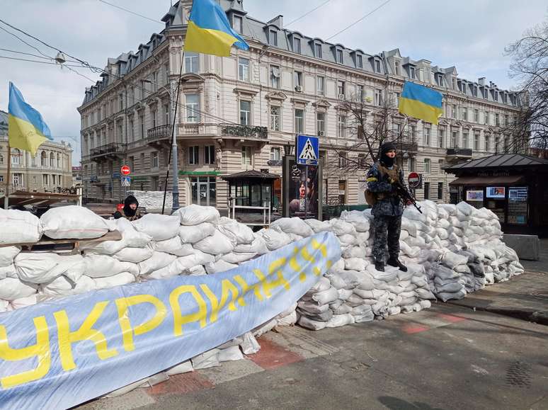 Barricadas na cidade de Odessa