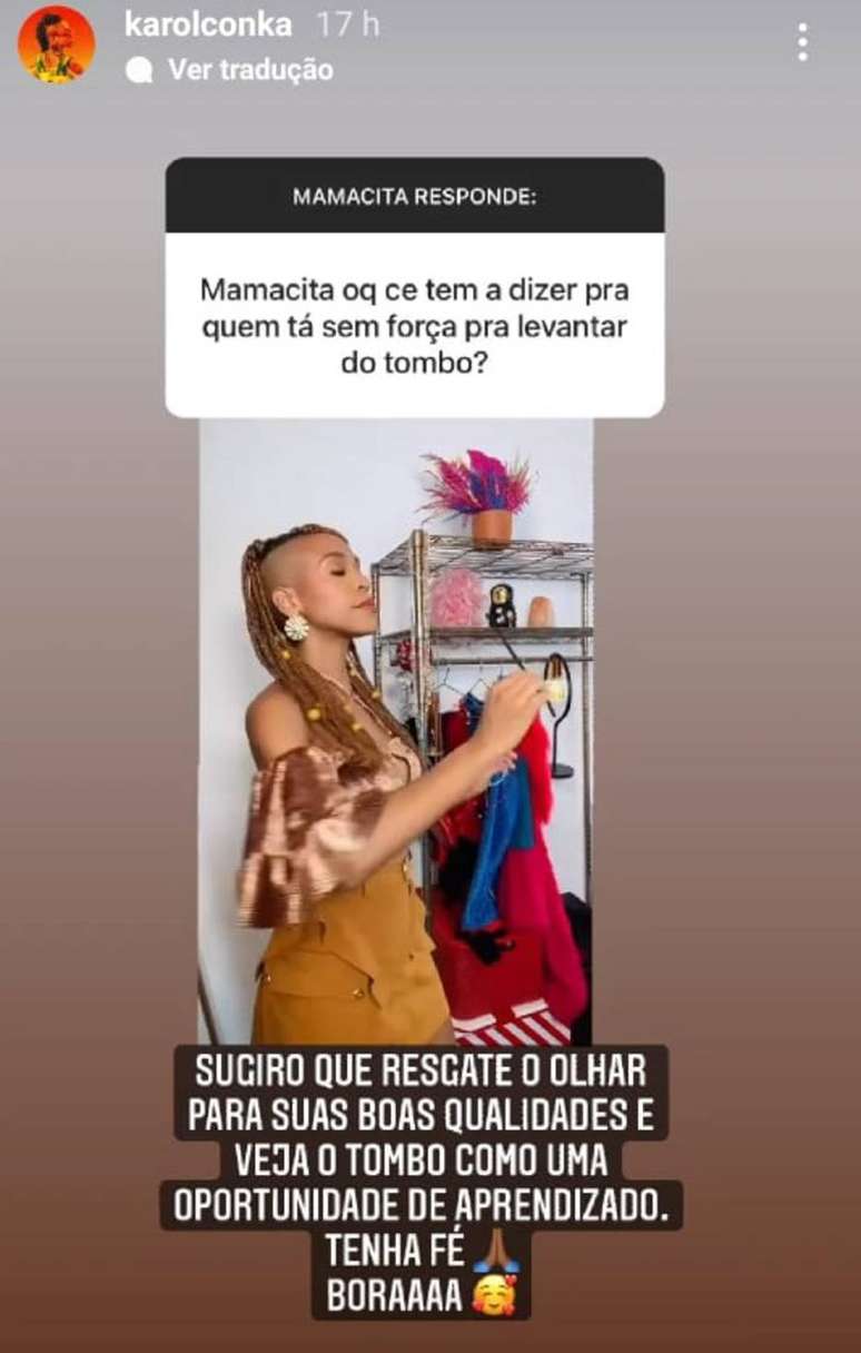 Bem-humorada, Karol Conk&aacute; brincou e postou seus pr&oacute;prios memes nas respostas.