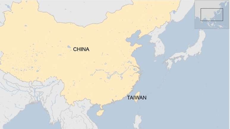 Mapa mostra China e Taiwan