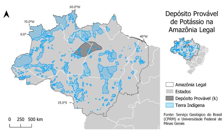 Estudos apontam que as principais fontes de potássio no Brasil não estão em terras indígenas