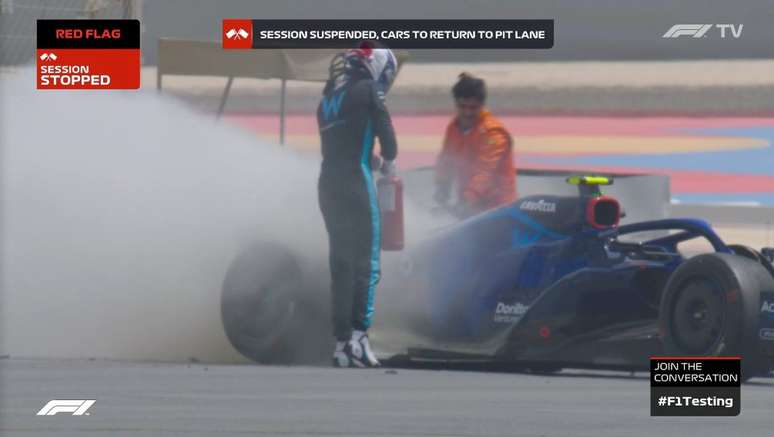 Carro de Nicholas Latifi pegou fogo no meio do teste 