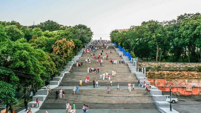 A Escadaria de Potemkin, em Odessa, ficou imortalizada no filme do cineasta sovi&eacute;tico Sergei Eisenstein "O Encoura&ccedil;ado Potemkin", de 1925