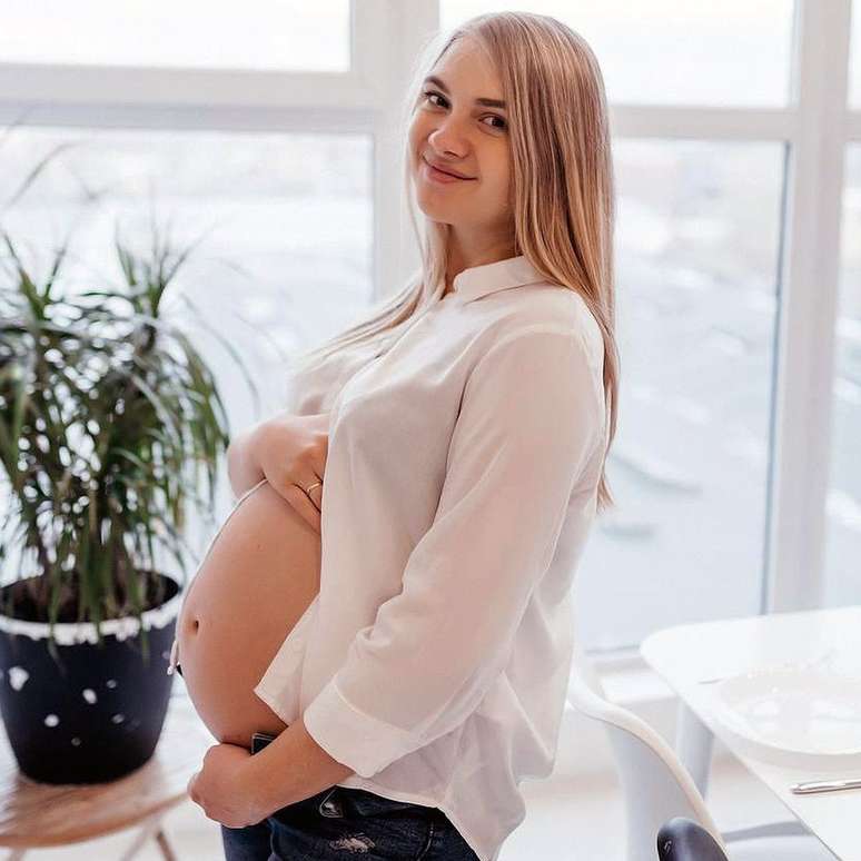 Anna grávida, fotografada antes do início da guerra, em janeiro de 2022