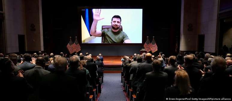 Pronunciamento foi transmitido por vídeo a Washington, diretamente de Kiev