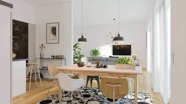 6. Decora&ccedil;&atilde;o simples em tons neutros e com plantas para apartamento &ndash; Foto: Ess&ecirc;ncia M&oacute;veis