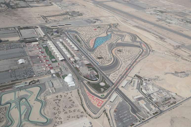 Vista aérea de Sakhir, que abre a temporada 2022 da F1 