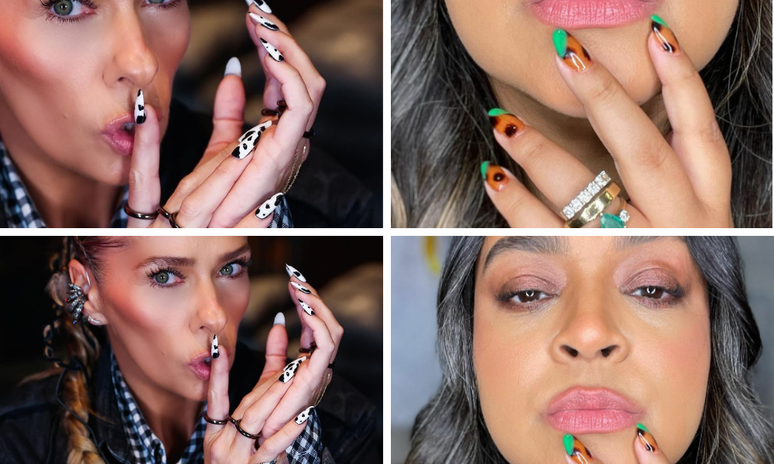Nail art das famosas (Fotos: @galisteuoficial/@pretagil/Instagram/Reprodu&ccedil;&atilde;o)