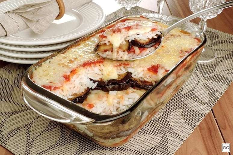 Arroz de forno com berinjela à parmegiana – Foto: Guia da Cozinha