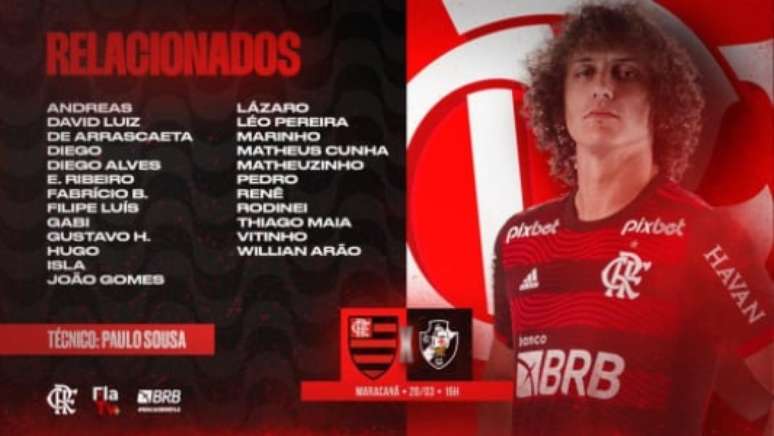 Os relacionados do Flamengo (Foto: Divulgação / CRF)