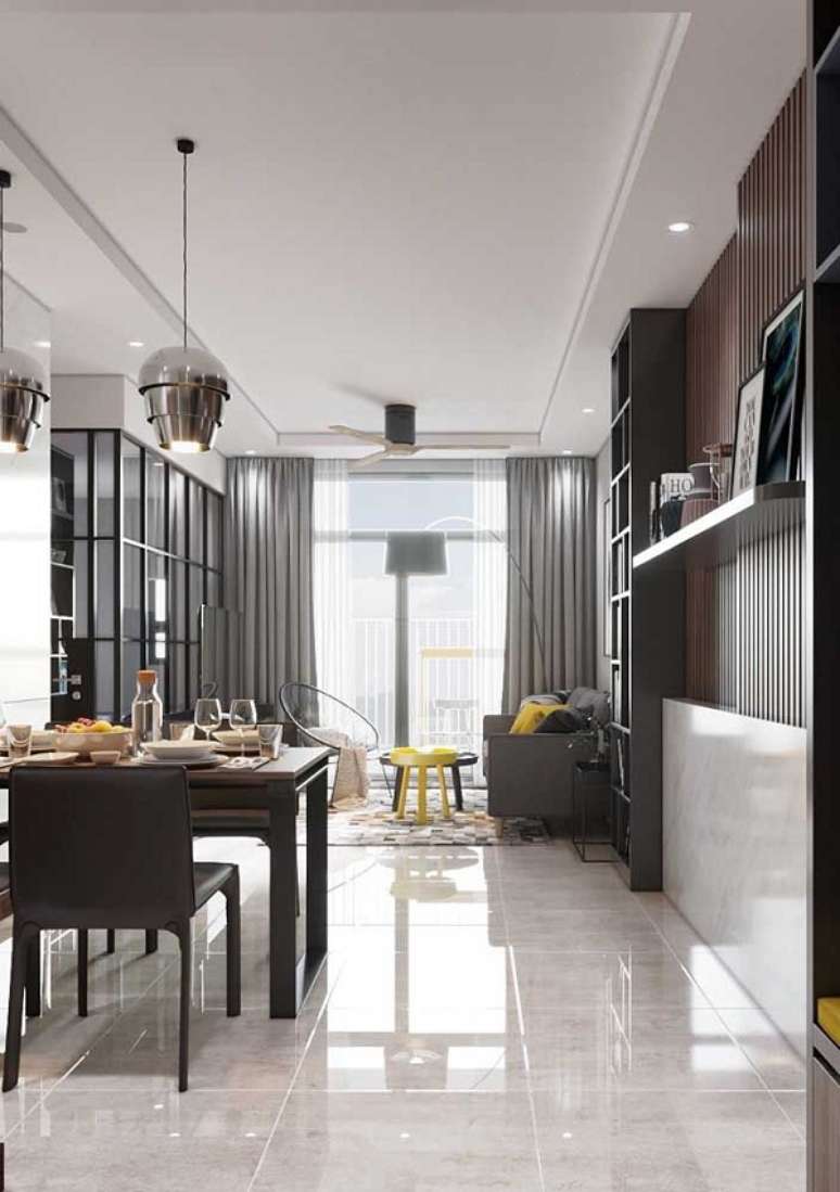 63. Decora&ccedil;&atilde;o com porcelanato para sala polido &ndash; Foto Decor Facil