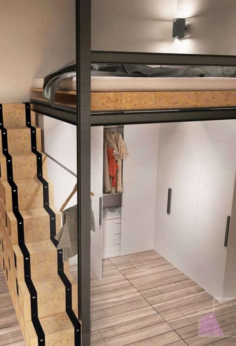 22. Mezanino met&aacute;lico para cama no quarto &ndash; Foto Decor FAcil