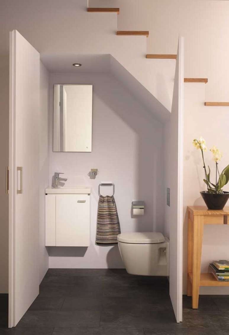 25. Lavabo embaixo da escada pequena &ndash; Foto Decor Facil
