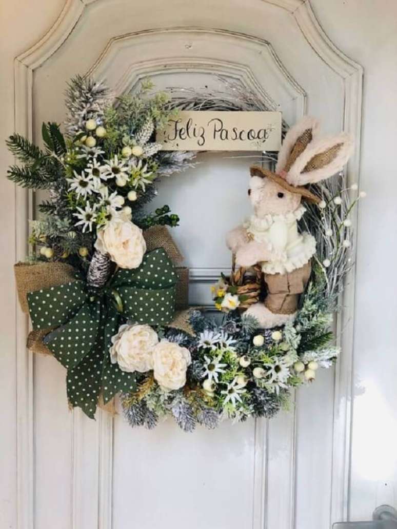 15. Modelo de enfeite de porta para P&aacute;scoa &ndash; Foto Casa Tres Chic