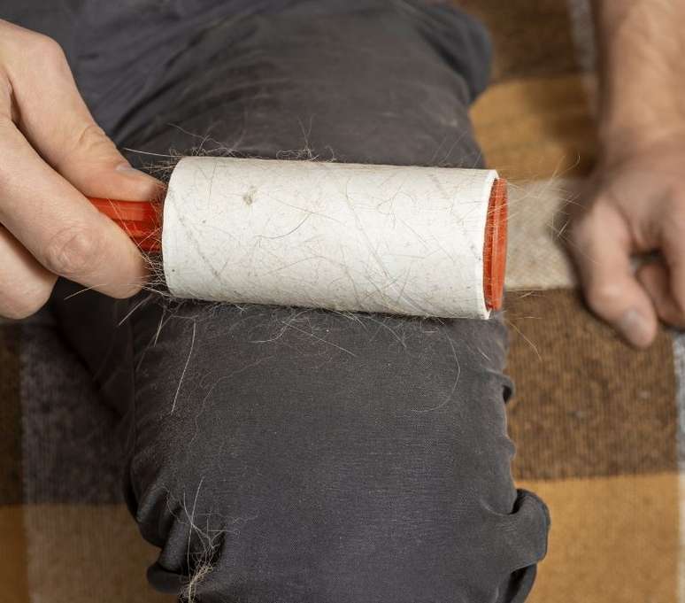 O rolo adesivo &eacute; uma &oacute;tima op&ccedil;&atilde;o para retirar pelos das roupas - Shutterstock
