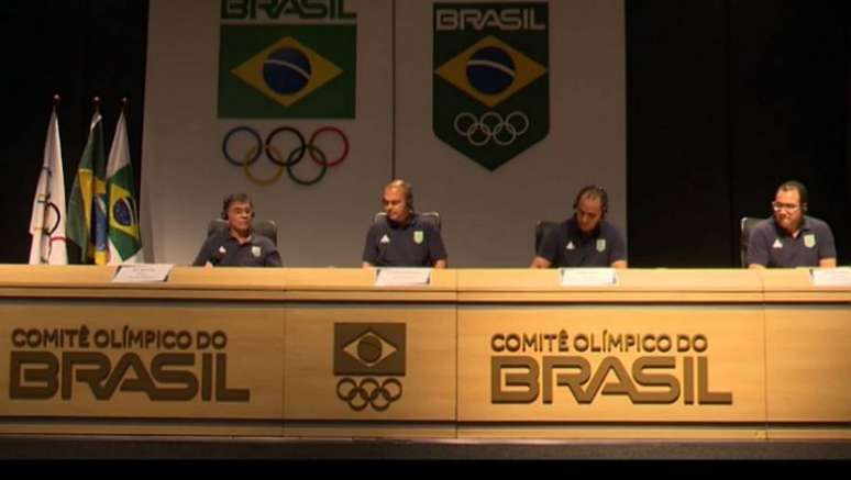 Ney Wilson, Rogério Sampaio e Kenji Saito, da esquerda para a direita, eme entrevista coletiva nesta sexta-feira, 25.