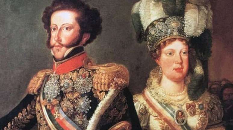 D. Pedro 1&ordm; e Dona Leopoldina em pintura de Arnaud Palli&egrave;re