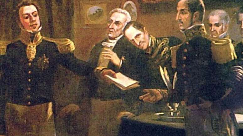 Abdica&ccedil;&atilde;o de D. Pedro I em pintura de Aur&eacute;lio de Figueiredo