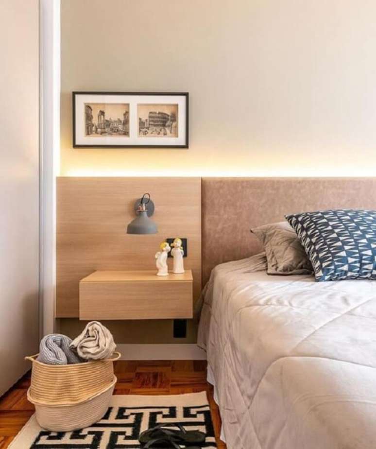 9. Que tal apostar na cabeceira de cama com led? Fonte: GP Life Decor