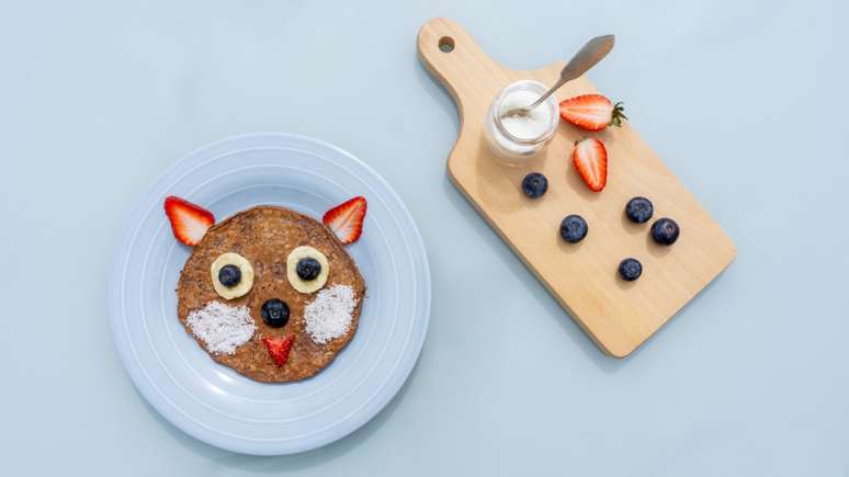 Panqueca com rosto de gatinho