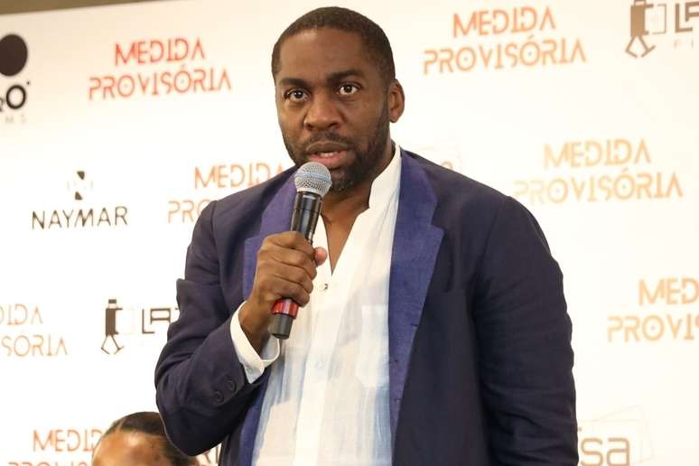 Lázaro Ramos na coletiva de imprensa do filme 'Medida Provisória' em São Paulo, em 28 de março de 2022