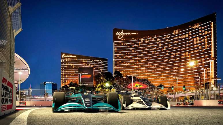 Projeção dos carros de F1 em Las Vegas
