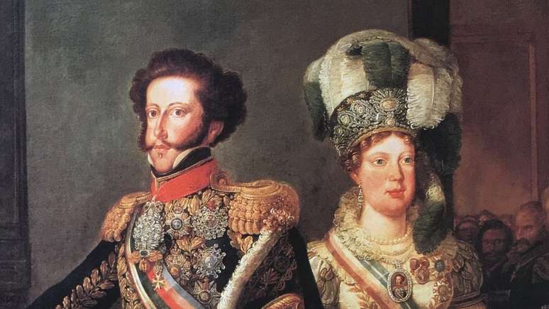 D. Pedro I e Maria Leopoldina em pintura de Arnaud Julien Palli&egrave;re